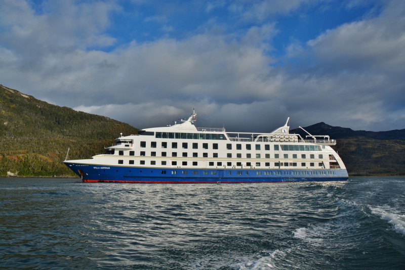 Pohled na hory a ledovce chilské a argentinské Patagonie